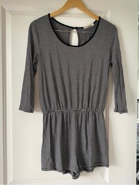 Target Black and White Striped Long Sleeve Romper